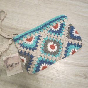 Boho Chick Crochet Granny Square Clutch Purse
